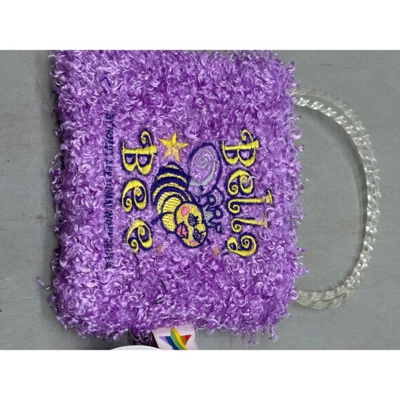 Bella Bee Purple Fuzzy Handbag Clear Handle for kids plastic handles 5x7" READ - Picture 2 of 6